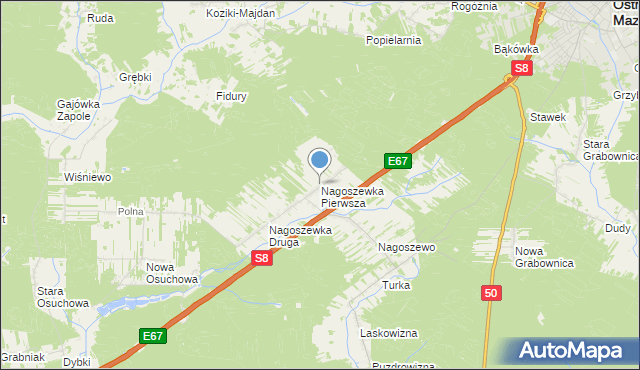 mapa Nagoszewka Pierwsza, Nagoszewka Pierwsza na mapie Targeo